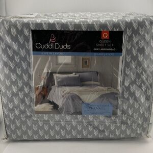 100% Cotton Heavyweight Flannel Queen Sheets Cuddl Duds Gray Arrowhead